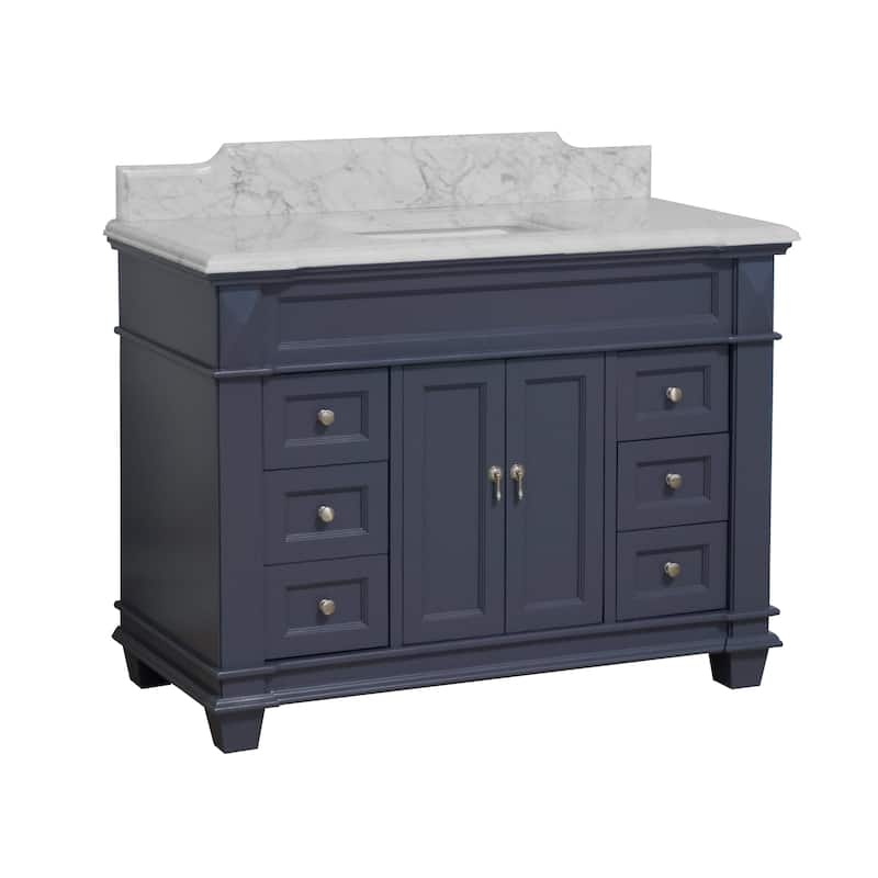 KitchenBathCollection Elizabeth 48" Bathroom Vanity with Carrara Marble Top