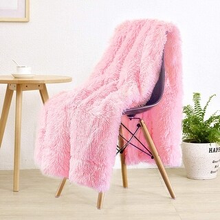 Luxury Super Soft 2 Ply Shaggy Fleece Super Soft Shaggy Throw Blanket Pillow