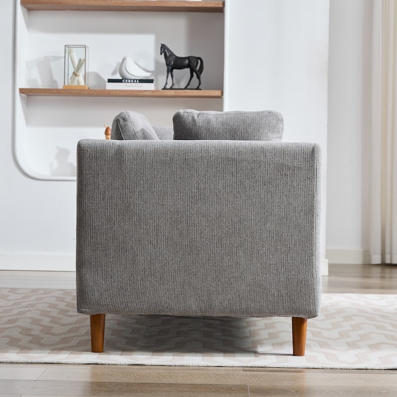 77.95"W Modern Double-Sided Upholstered Chaise Lounge, Sleeper Sofa Couch With 4 Throw Pillows, Daybed with Rubberwood Legs