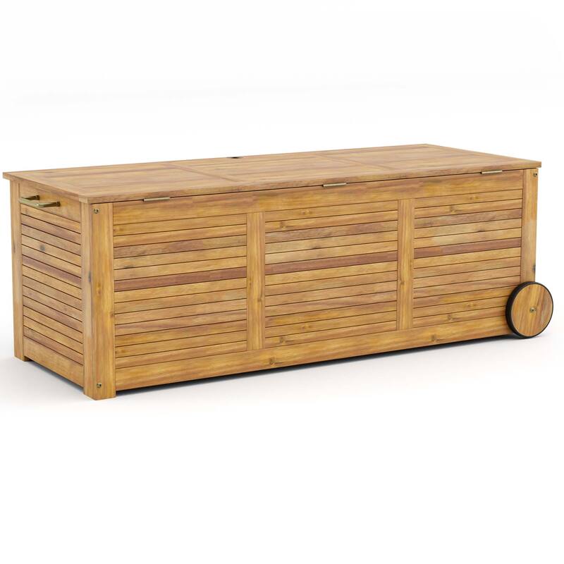 Costway 48 Gallon Acacia Wooden Patio Storage Deck Box Outdoor Storage - See Details