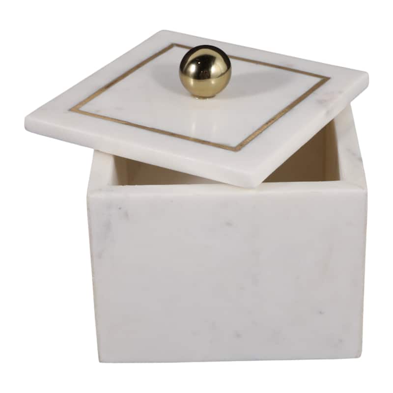 Marble Rectangular Box with Removable Lid - Home Decor