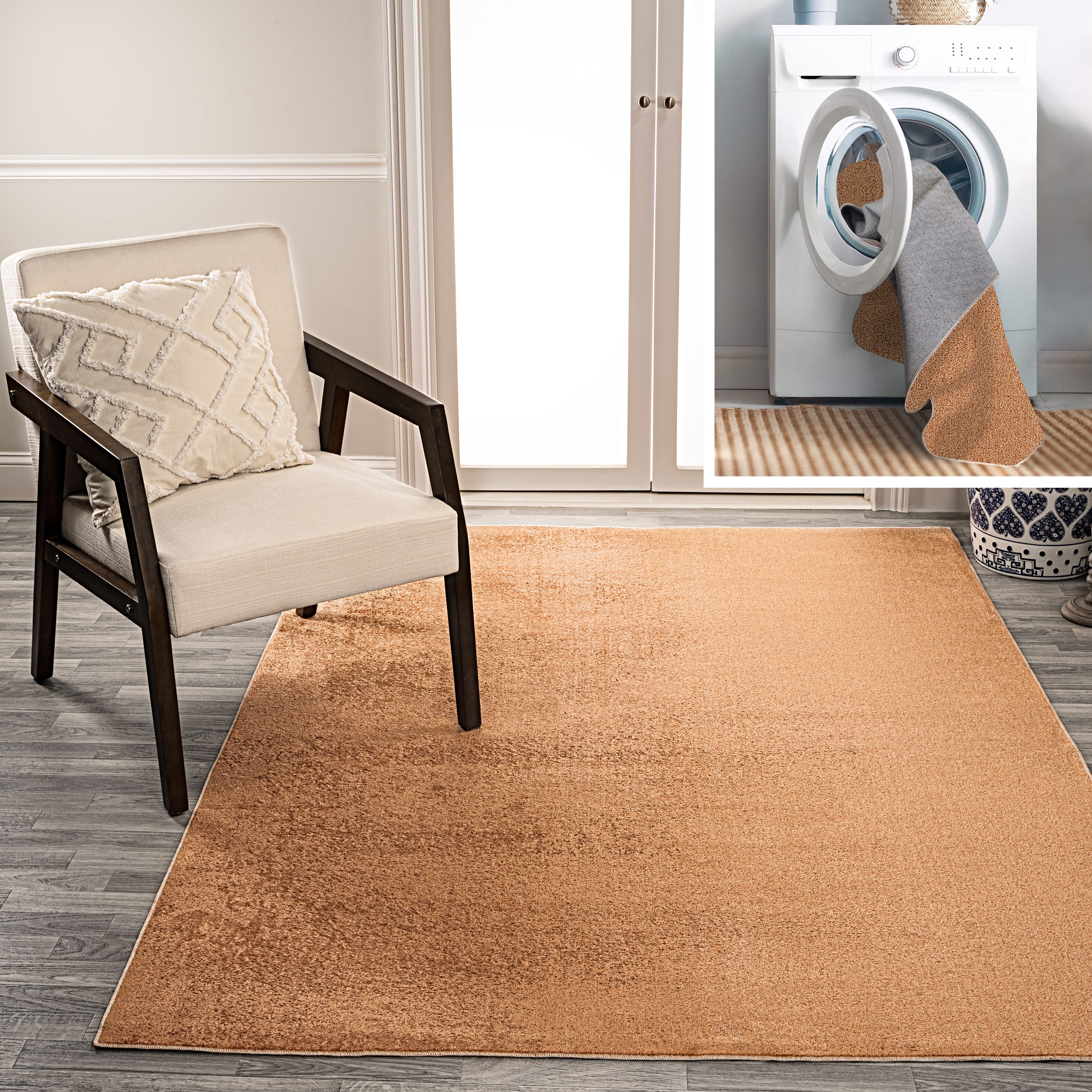 Loni Solid Machine Washable Shag Area Rug  Light grey rug, Shag area rug,  Area rugs