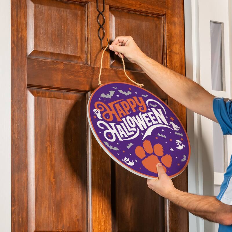 Clemson University 18" x 18" Halloween Door Décor Wall Sign