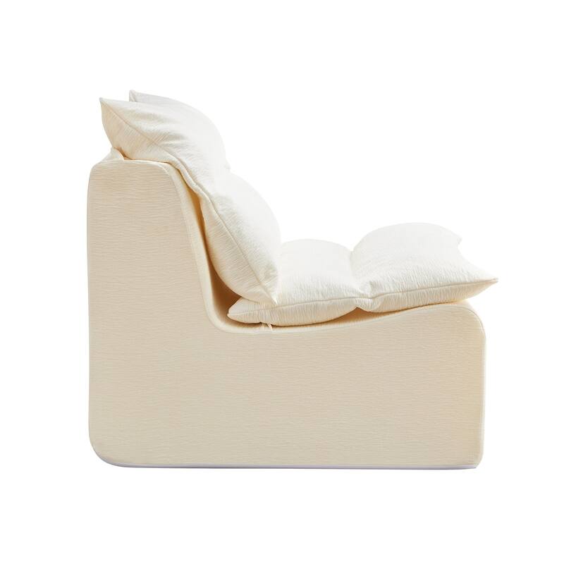 Modern 3-Seater Fully Compressible Modular Sofa, Armless Lounge Sofa with Removable Cover, Upholstered Couch for Living Room