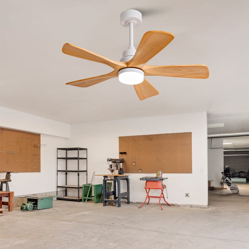 42 Inch Modern Ceiling Fans With Lights and Remote Control, 5 Solide Wood Blades, Reversible DC Motor
