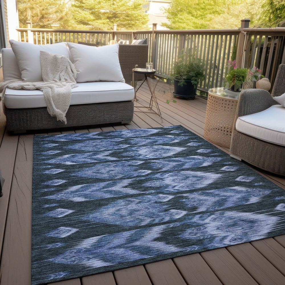 Machine Washable Indoor/ Outdoor Chantille Abstract Boho Rug