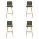 preview thumbnail 29 of 120, Skara Swivel Bar Stool, Upholstered Bar Height Chair with Bentwood Frame Set of 4 - Vintage Green Faux Leather & Oak