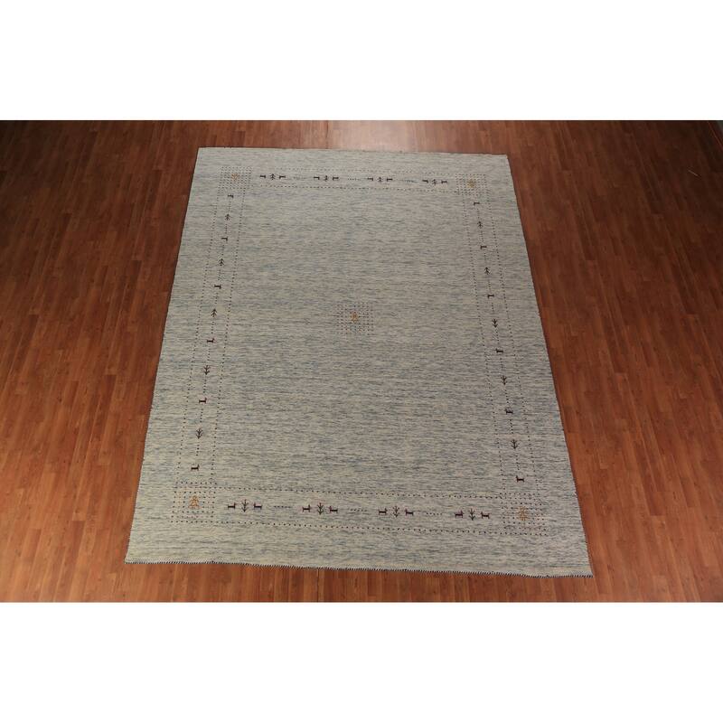 Tribal Gabbeh Indian Area Rug Handmade Wool Carpet - 8'0"x 11'6"