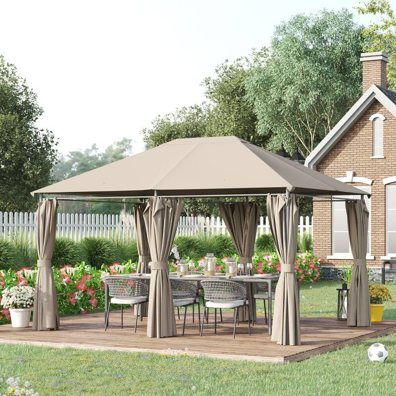 10x13 Outdoor Gazebo with Removable Sidewalls, Steel Frame, and Sun Protection