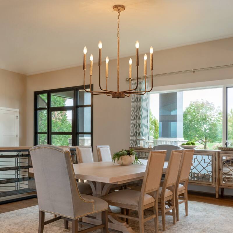 8-Light Modern Farmhouse Candle Chandelier for Kitchen Island Living Dining Room Bedroom