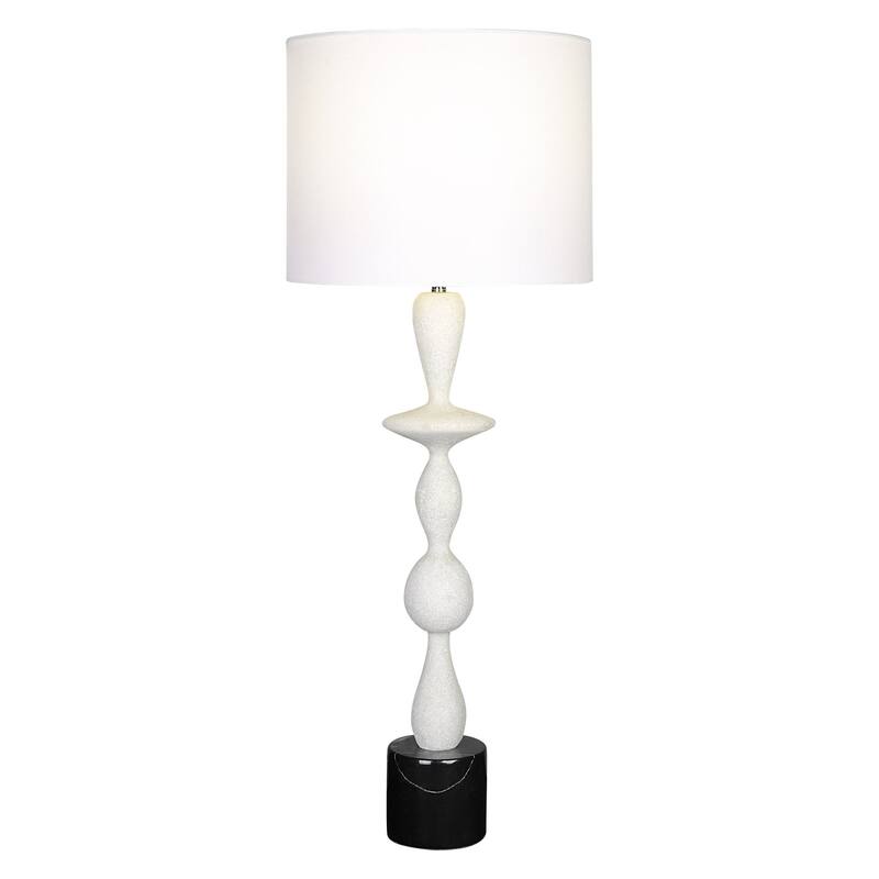 Marble Table Lamp with Round Shade - 35" - Black and White