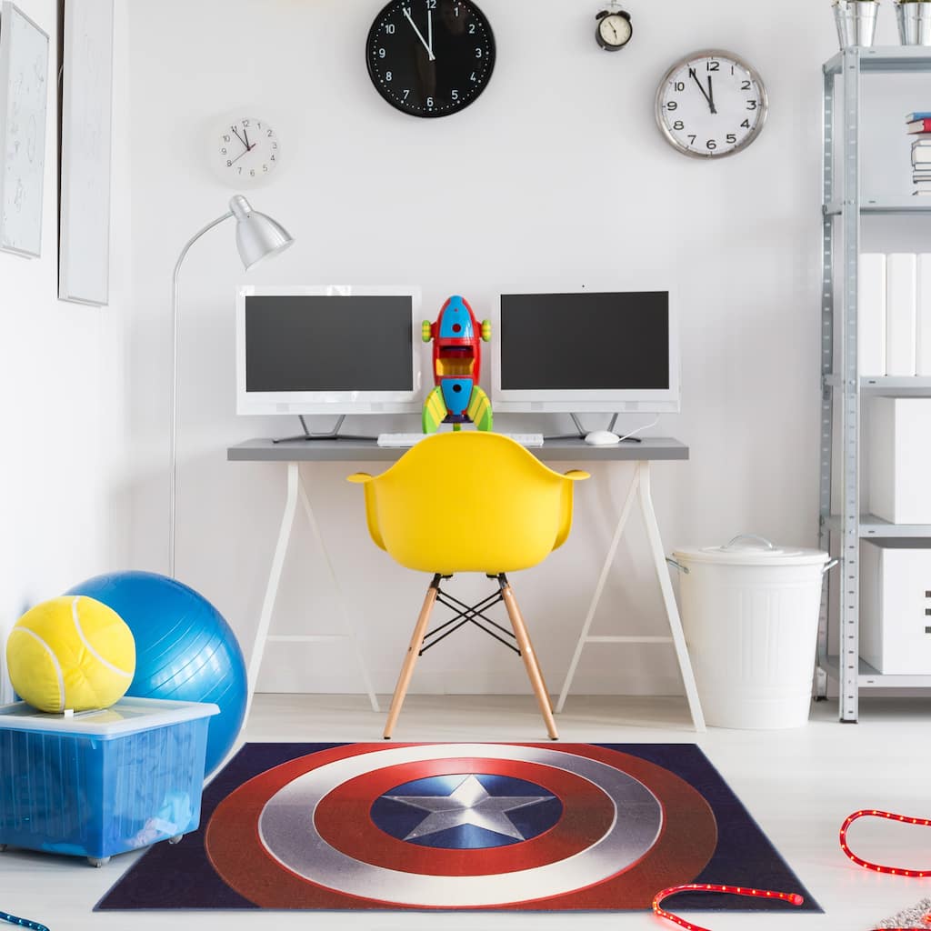 Licensed Disney Marvel Captain America Shield Youth Digital Printed Area Rug - 4'6"x6'6"