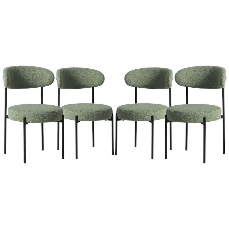 Bayville Mid-Century Curved Back Fabric Upholstered Metal Dining Chair (Set of 4)