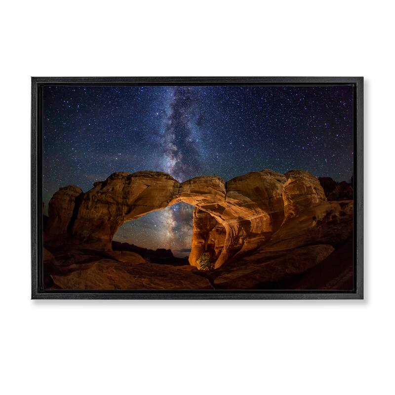 Stupell Starry Sky Through Desert Arch Framed Floater Canvas Wall Art Design By Royce Bair - 25 x 17 - Black