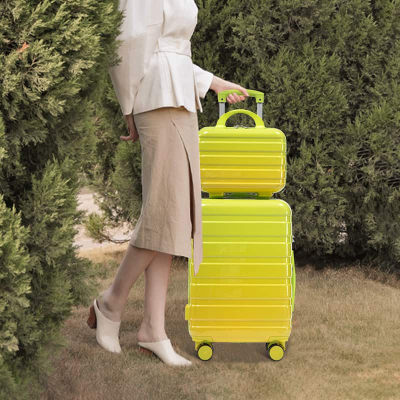 14In 20In 2 pcs in PC Spinner Wheel Luggage, Carry on Suitcase, With Gradient Color and Combination Lock