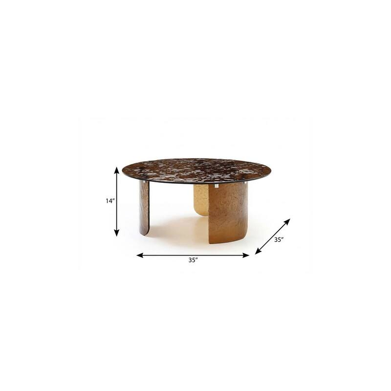 HomeRoots 35" Bronze Glass Round Coffee Table - 35.00 in. x 14.00 in. x 35.00 in.