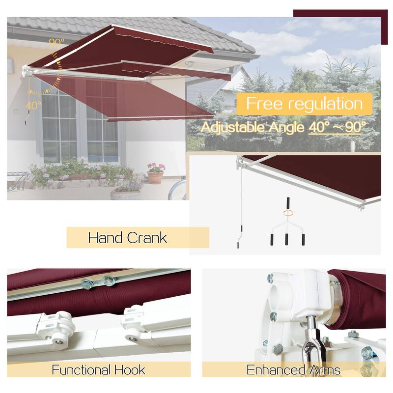 AECOJOY Manual Retractable Patio Awning Outdoor Sunshade Shelter (Cover Only)
