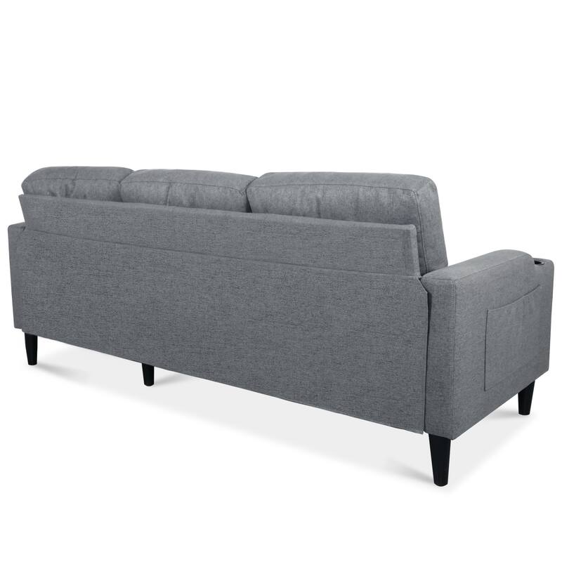 74.8" Fabric Sofa with Storage and Solid Wood Frame, 660lb Capacity