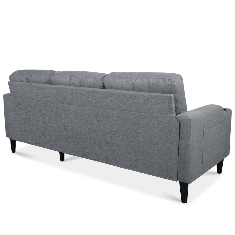 Pull Out Couch, L Shaped Convertible Sleeper Sofa Bed with Hidden Storage, 3-in-1 Upholstered Sectional Sofa with Cup Holder