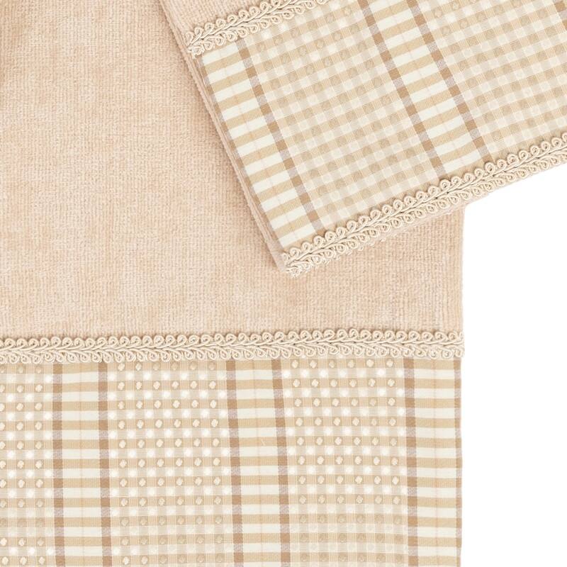 Austin Horn Classics Exposure Brown 3-piece Decorative Towel Set, Jacquard Band, double row gimp braid, Bath, Hand, Tip Towel