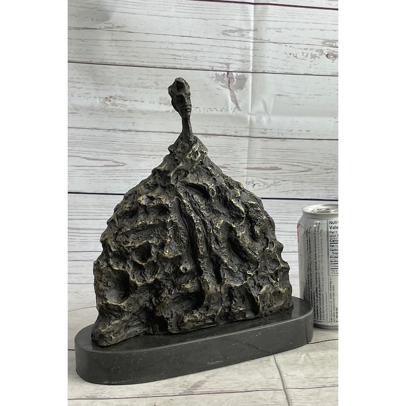 Surrealist Head Modern Art Giacometti Bronze Statue Sculpture Marble Base 11 Inches X 9 Inches