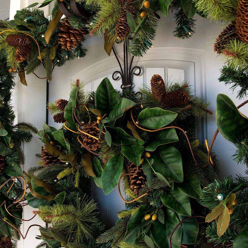 Adjustable Wreath Hanger for Door - Elegant (Brown) - Brown