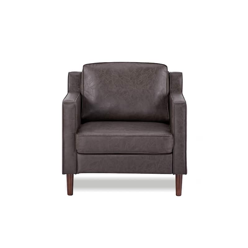 Artdeco Home - Sedona Modern Accent Chair, Faux Linen / Vegan Leather Armchair
