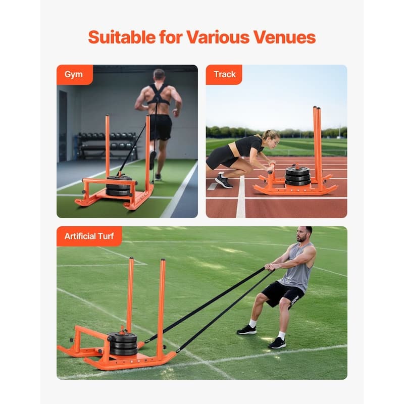 Steel Speed Training Sled with Adjustable Harness and Shoulder Straps for Strength Workouts - 40.6” x 26” x 40.9”