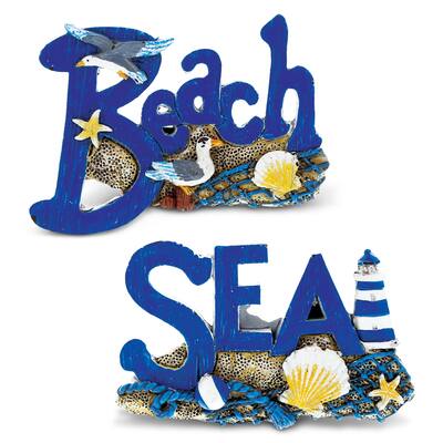 CoTa Global Beach & Sea Words Decor Refrigerator Nautical Magnet 2 Pc. - 4 inches long