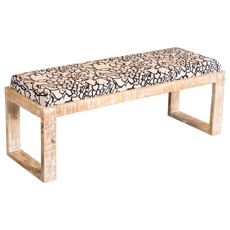 Black and White Sled Leg Upholstered Accent Bench