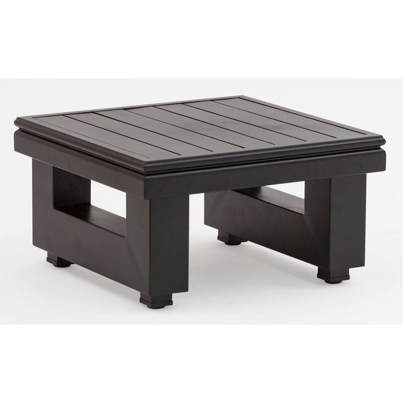 SAFAVIEH Couture Olivine Montford Teak Commercial Grade End Table. - 24 In W x 24 In D x 13 In H - 24Wx24Dx13H - Black