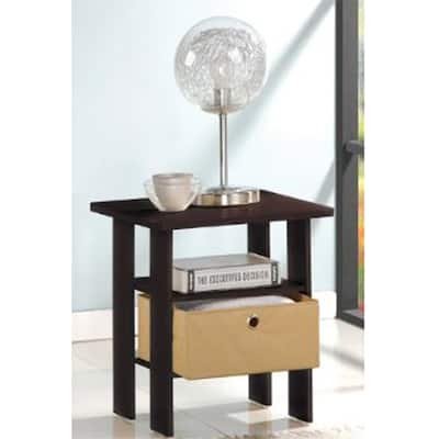End Table with Drawer - Modern Nightstand for Bedroom Living Room - 15.75" x 15.75" x 17.5" - Espresso Finish - 17.5