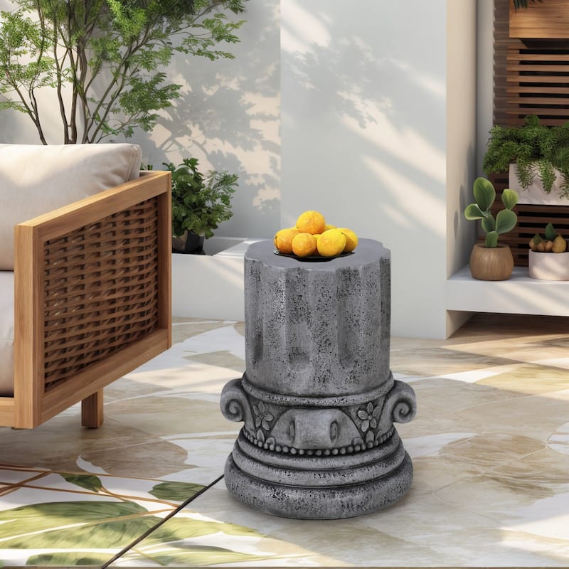 Modern Small Round Side Table for Cement Outdoor Garden Accent indoor and Outdoor