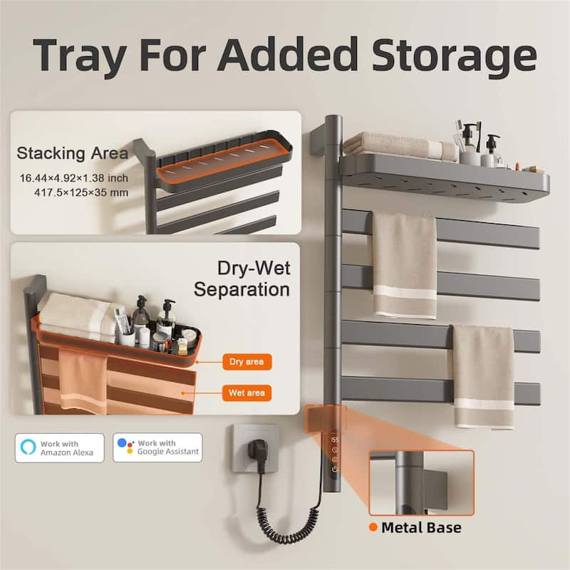 Wall-Mounted Electric Towel Dryer with Swivel Bars