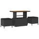 preview thumbnail 25 of 39, vidaXL 3/4 Piece Garden Dining Set with Cushions Black Poly Rattan Acacia