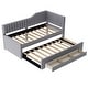 preview thumbnail 46 of 46, Daybed Captain Bed Upholstered Bed with Trundle and 3 Drawers, Elegance Stripe Design L-Shaped Upholstered Daybed Platform Bed