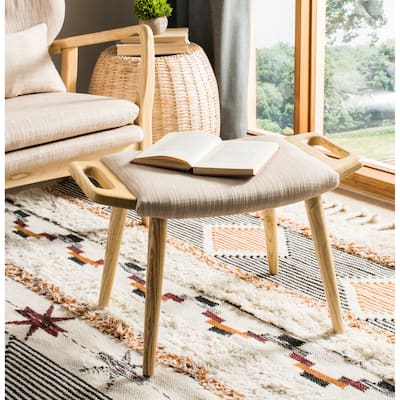 SAFAVIEH Zipora Beige/ Natural Mid-Century Bench - 11.8" x 24.6" x 15.4" - 12Wx25Dx15H