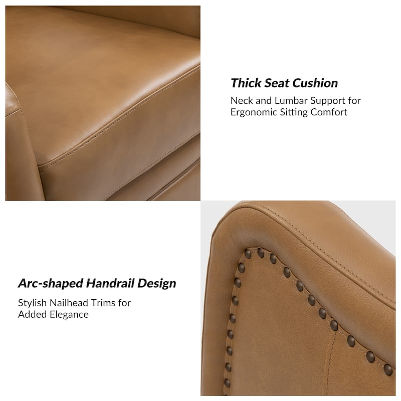 Franco Modern Genuine Leather Swivel Rocker Recliner with Nailhead Trims Sets of 2 by HULALA HOME