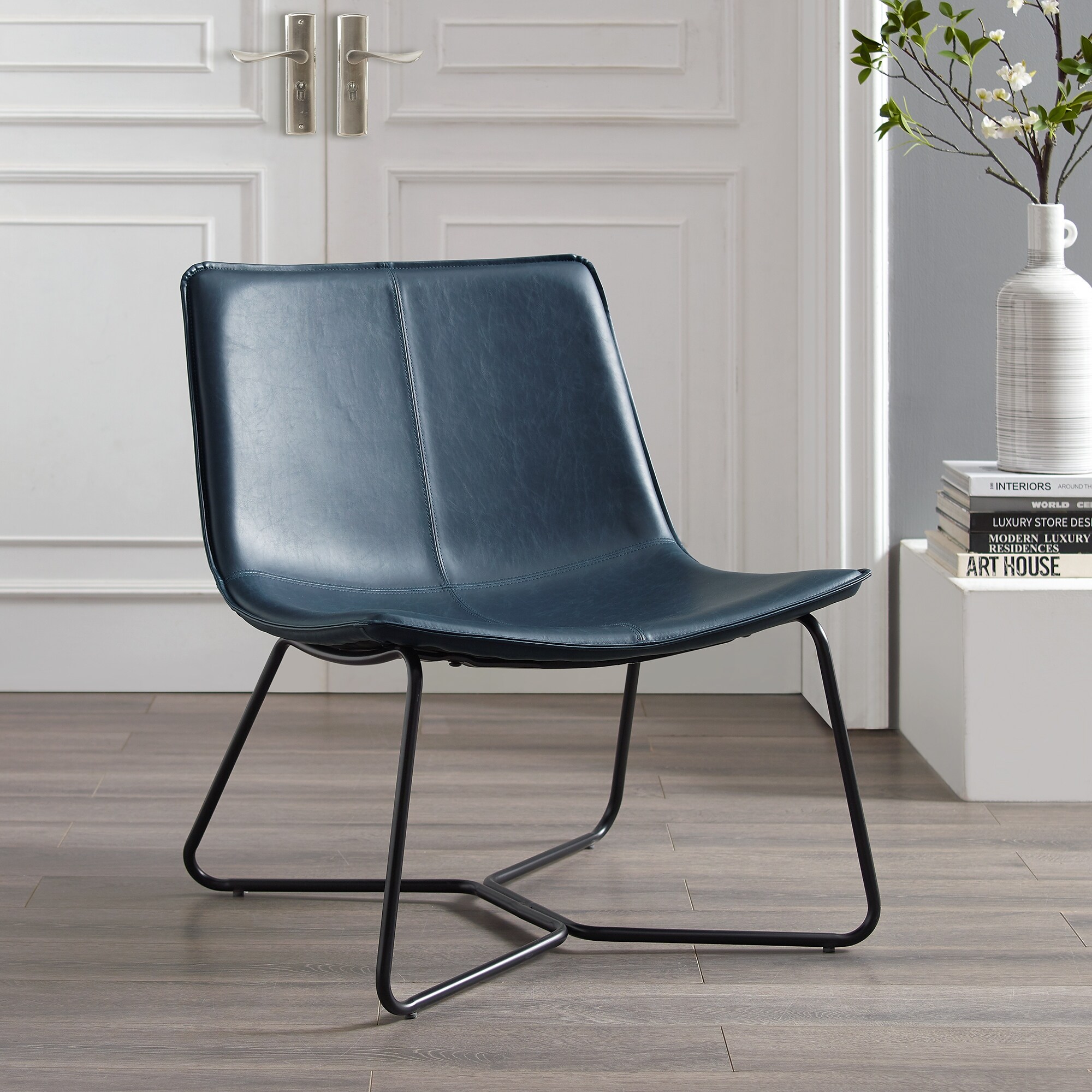 Carbon Loft Low Profile Faux Leather Accent Chair Overstock 32017516