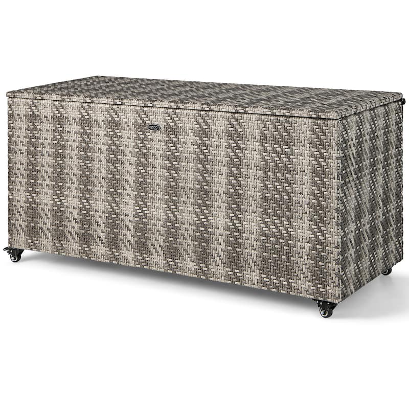 Gymax 2-in-1 PE Wicker Outdoor Storage Box Furniture Deck Box Garden
