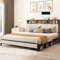 Modern King Upholstered Storage Bed With USB Power pad - On Sale - Bed ...