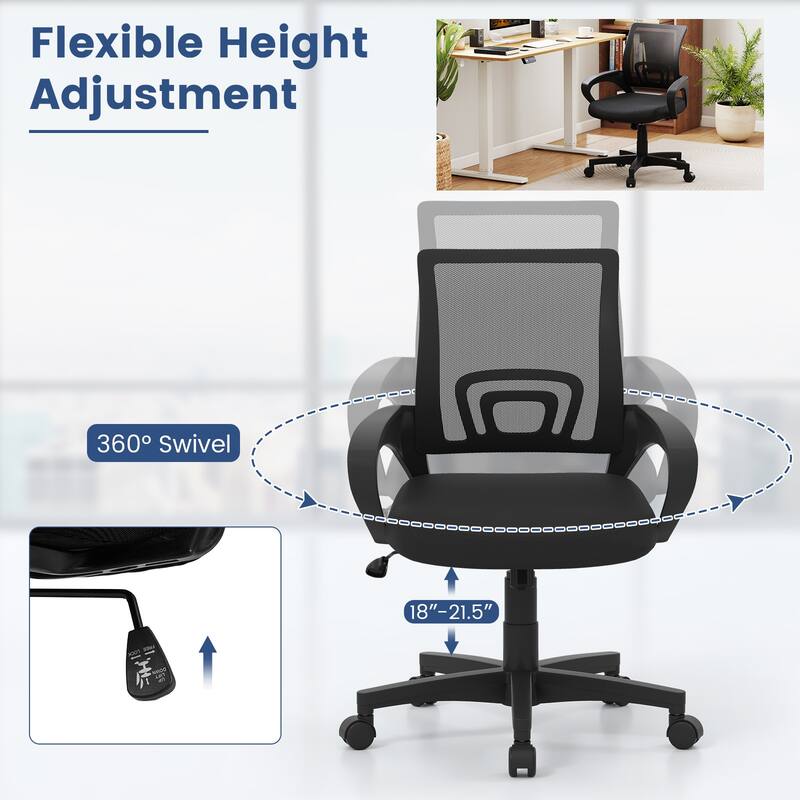 Gymax Mesh Office Chair Ergonomic Computer Desk Chair w/Lumbar Support
