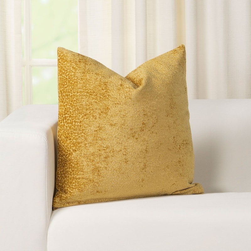 Spotted Embossed Velvet Throw Pillow - 16 x 16 - Marigold