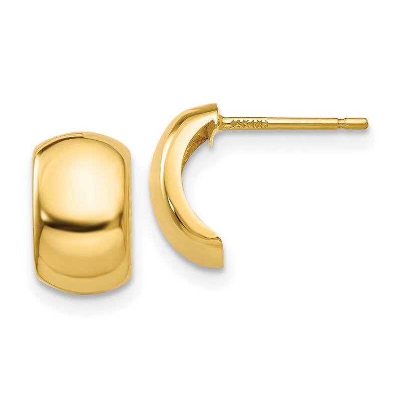 Curata 14k Yellow Gold 10x6mm Polished Wide Half Hoop Post Earrings