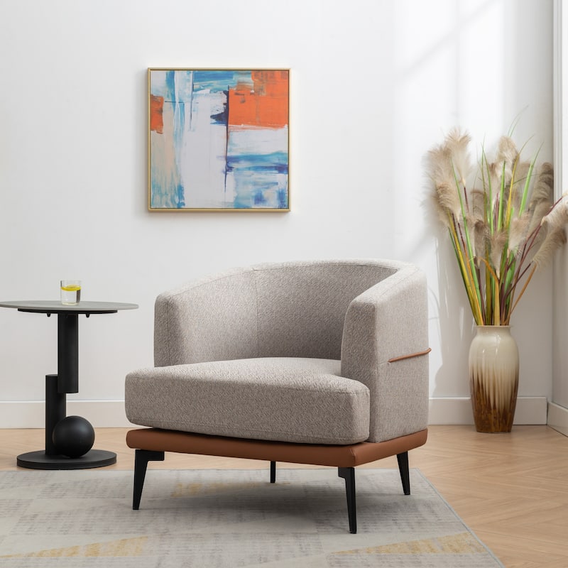 Modern Two-tone Barrel Fabric Chair,Upholstered Round Armchair,Accent Chair