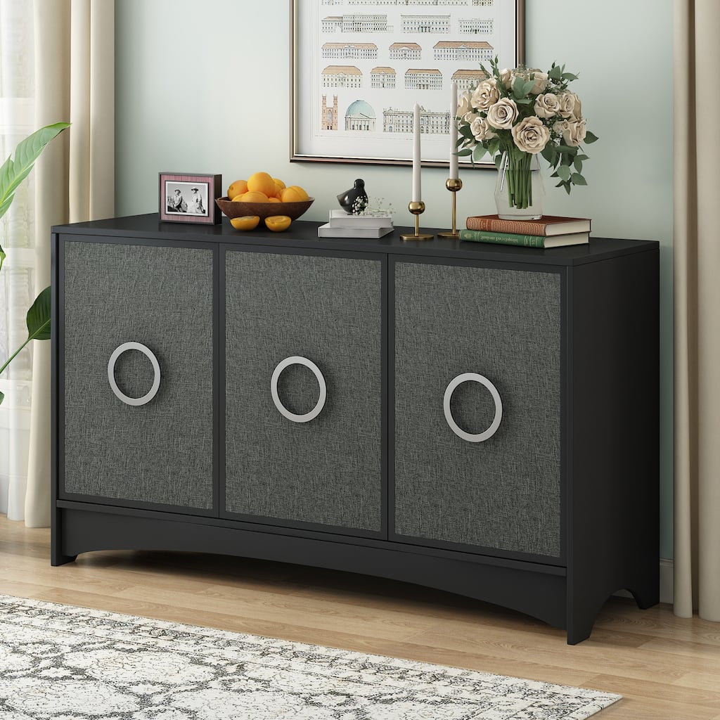 Storage Cabinet with Three Doors and Adjustable shelves, Suitable for Corridors, Entrances, Living rooms, and Study