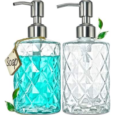 Diamond Embossed Glass Soap Dispenser