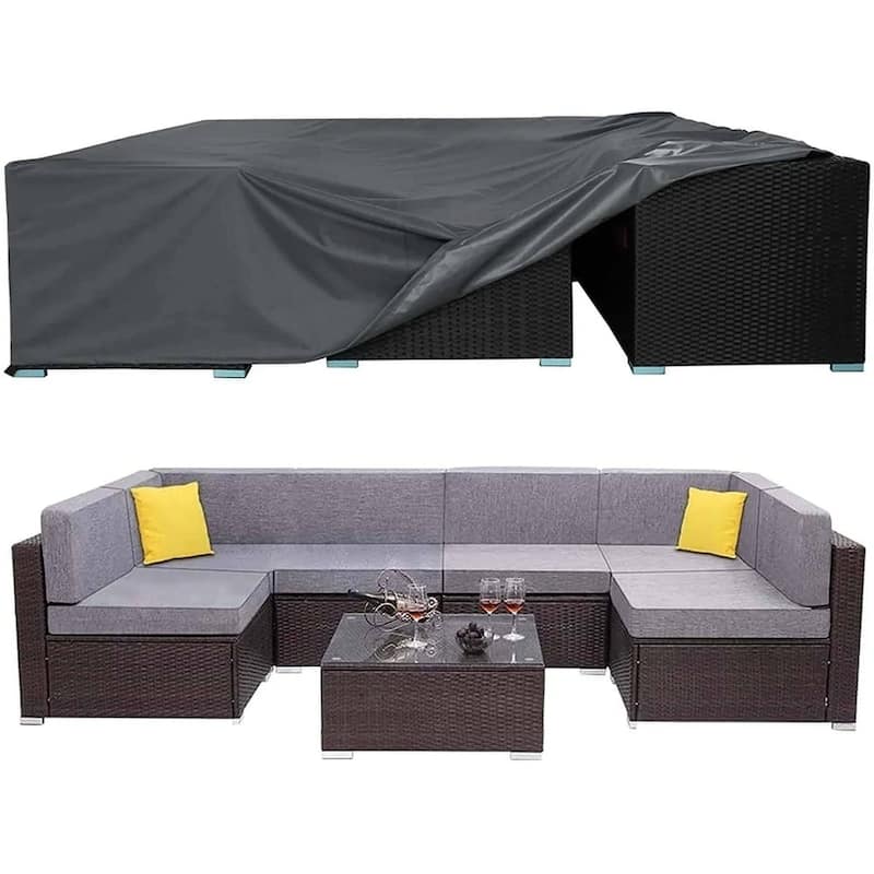 Outdoor Cover Waterproof & Windproof Fits 12-Seat Tables & Sofas - 126"x64"x28"