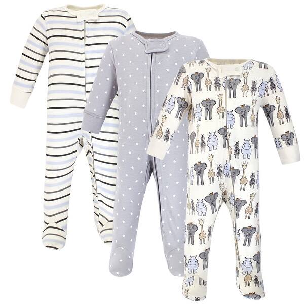 slide 1 of 1, Hudson Baby Infant Boy Cotton Zipper Sleep and Play 3pk, Royal Safari 3-6 Months - Royal Safari
