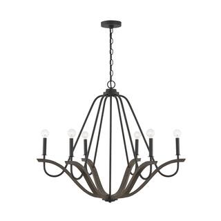 Clive 6-light Carbon Grey & Black Iron Chandelier